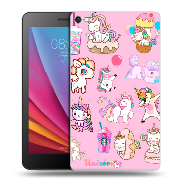 Силиконовый чехол на Huawei MediaPad T2 7.0 Pro с принтом розовые единороги Силиконовый чехол на Huawei MediaPad T2 7.0 Pro с принтом розовые единороги
