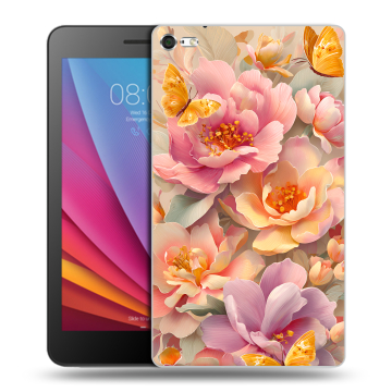 Силиконовый чехол на Huawei MediaPad T2 7.0 Pro с принтом Цветы и бабочки