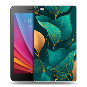Силиконовый чехол на Huawei MediaPad T2 7.0 Pro с принтом Листья и золото