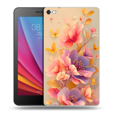 Силиконовый чехол на Huawei MediaPad T2 7.0 Pro с принтом Цветы и бабочки