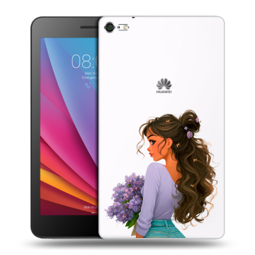 Силиконовый чехол на Huawei MediaPad T2 7.0 Pro с принтом девушка цветы