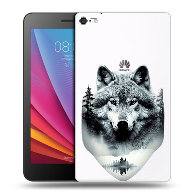 Силиконовый чехол на Huawei MediaPad T2 7.0 Pro с принтом Волк в лесу Силиконовый чехол на Huawei MediaPad T2 7.0 Pro с принтом Волк в лесу