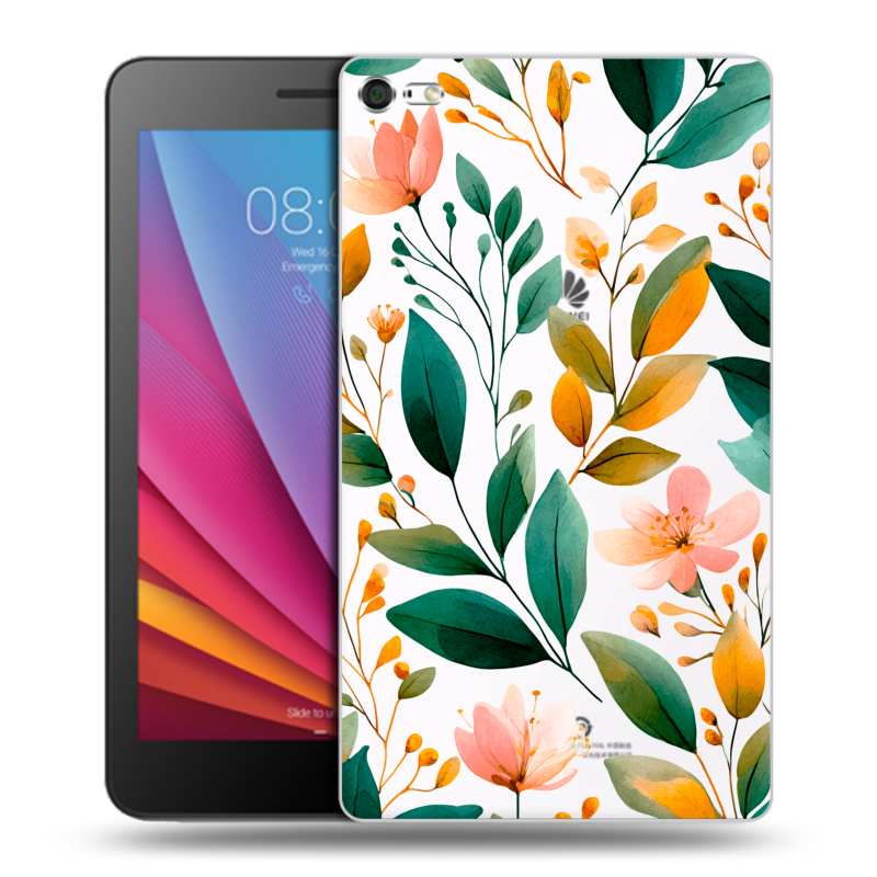 Силиконовый чехол на Huawei MediaPad T2 7.0 Pro с принтом Цветы паттерн Силиконовый чехол на Huawei MediaPad T2 7.0 Pro с принтом Цветы паттерн