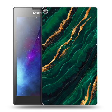 Силиконовый чехол на Lenovo Tab 2 A7-20 с принтом Мрамор зеленое золото Силиконовый чехол на Lenovo Tab 2 A7-20 с принтом Мрамор зеленое золото