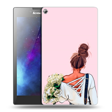 Силиконовый чехол на планшета Lenovo Tab 2 A7-20 с принтом Девушка и букет Силиконовый чехол на планшета Lenovo Tab 2 A7-20 с принтом Девушка и букет