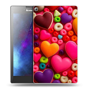 Силиконовый чехол на планшета Lenovo Tab 2 A7-20 с принтом Сердечки Силиконовый чехол на планшета Lenovo Tab 2 A7-20 с принтом Сердечки