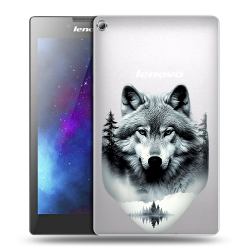 Силиконовый чехол на Lenovo Tab 2 A7-20 с принтом Волк в лесу