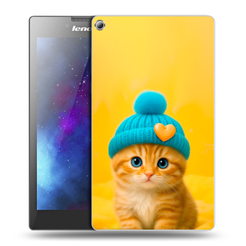Силиконовый чехол на Lenovo Tab 2 A7-20 с принтом Котенок в шапке