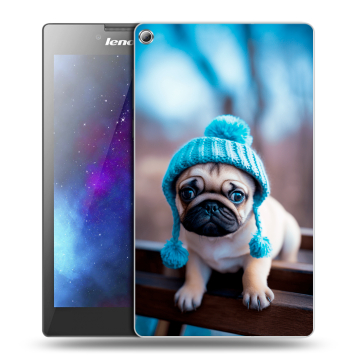 Силиконовый чехол на Lenovo Tab 2 A7-20 с принтом Мопс в шапке