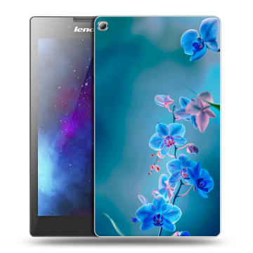 Силиконовый чехол на Lenovo Tab 2 A7-20 с принтом Голубые цветы