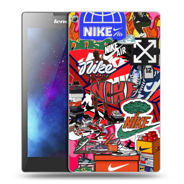 Силиконовый чехол на Lenovo Tab 2 A7-20 с принтом Найк Nike яркий