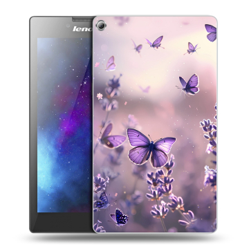 Силиконовый чехол на Lenovo Tab 2 A7-20 с принтом бабочки и лаванда