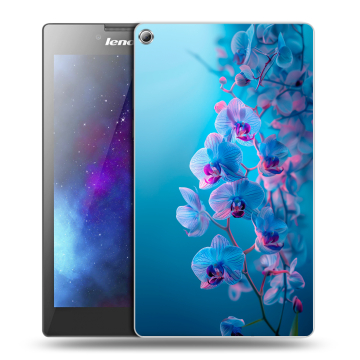Силиконовый чехол на Lenovo Tab 2 A7-20 с принтом голубые орхидеи
