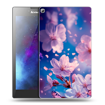 Силиконовый чехол на Lenovo Tab 2 A7-20 с принтом цветы бабочки