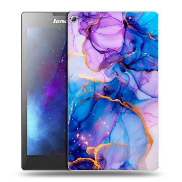 Силиконовый чехол на Lenovo Tab 2 A7-20 с принтом синий мрамор