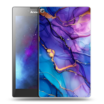 Силиконовый чехол на Lenovo Tab 2 A7-20 с принтом синий мрамор