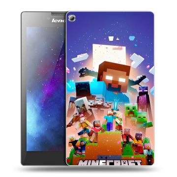 Силиконовый чехол на Lenovo Tab 2 A7-20 с принтом Майнкрафт Minecraft