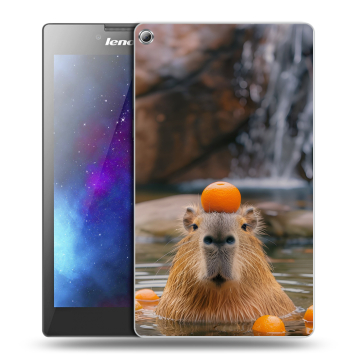 Силиконовый чехол на Lenovo Tab 2 A7-20 с принтом Капибара с апельсином