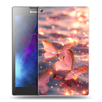 Силиконовый чехол на Lenovo Tab 2 A7-20 с принтом бабочки розовые