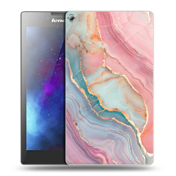Силиконовый чехол на Lenovo Tab 2 A7-20 с принтом розовый мрамор