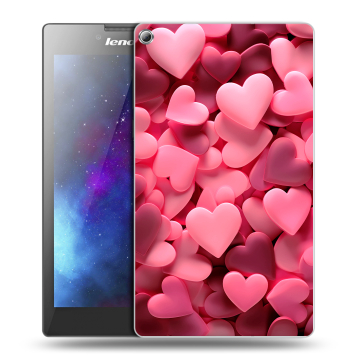 Силиконовый чехол на Lenovo Tab 2 A7-20 с принтом розовые сердечки