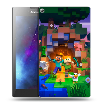 Силиконовый чехол на Lenovo Tab 2 A7-20 с принтом Майнкрафт Minecraft