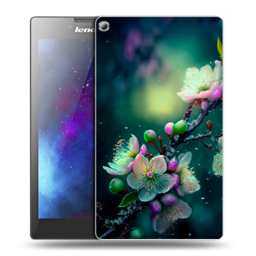 Силиконовый чехол на Lenovo Tab 2 A7-20 с принтом Цветы и мрамор