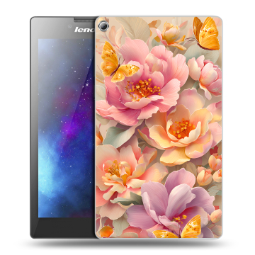 Силиконовый чехол на Lenovo Tab 2 A7-20 с принтом Цветы и бабочки