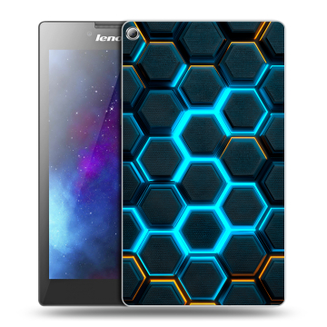 Силиконовый чехол на Lenovo Tab 2 A7-20 с принтом Неоновые соты