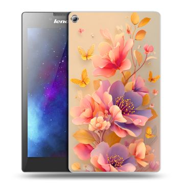 Силиконовый чехол на Lenovo Tab 2 A7-20 с принтом Цветы и бабочки