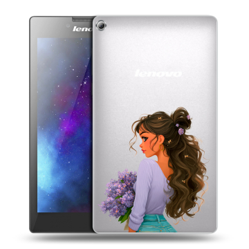 Силиконовый чехол на Lenovo Tab 2 A7-20 с принтом девушка цветы