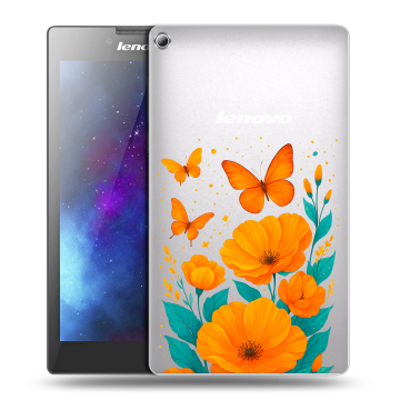 Силиконовый чехол на Lenovo Tab 2 A7-20 с принтом цветы бабочки