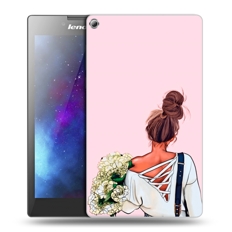 Силиконовый чехол на Lenovo Tab 2 A7-20 с принтом Девушка и букет Силиконовый чехол на Lenovo Tab 2 A7-20 с принтом Девушка и букет