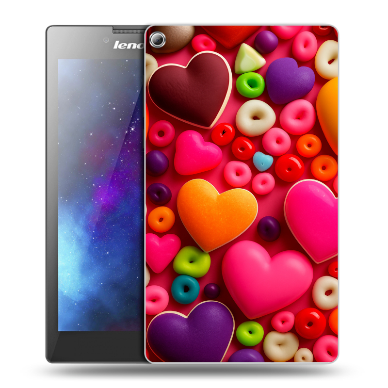 Силиконовый чехол на Lenovo Tab 2 A7-20 с принтом Сердечки Силиконовый чехол на Lenovo Tab 2 A7-20 с принтом Сердечки