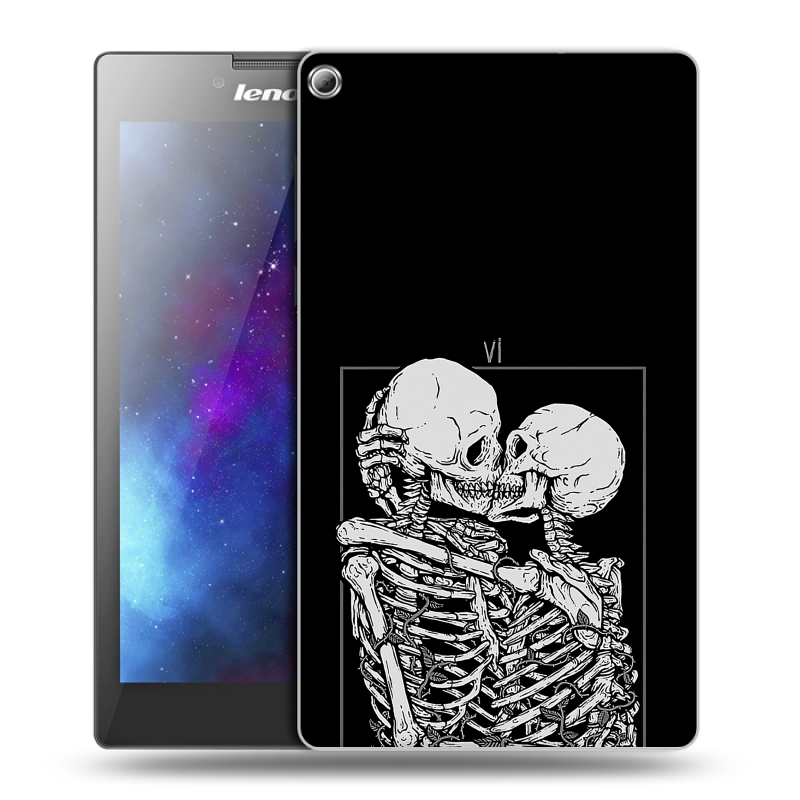 Силиконовый чехол на Lenovo Tab 2 A7-20 с принтом Поцелуй скелетов Силиконовый чехол на Lenovo Tab 2 A7-20 с принтом Поцелуй скелетов