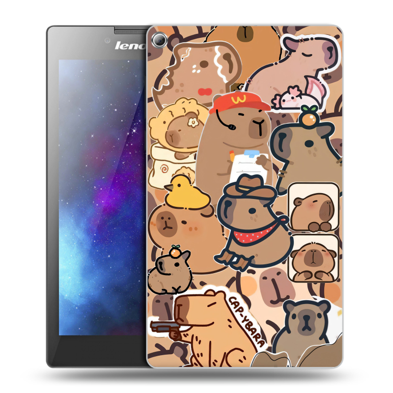 Силиконовый чехол на Lenovo Tab 2 A7-20 с принтом капибара Силиконовый чехол на Lenovo Tab 2 A7-20 с принтом капибара