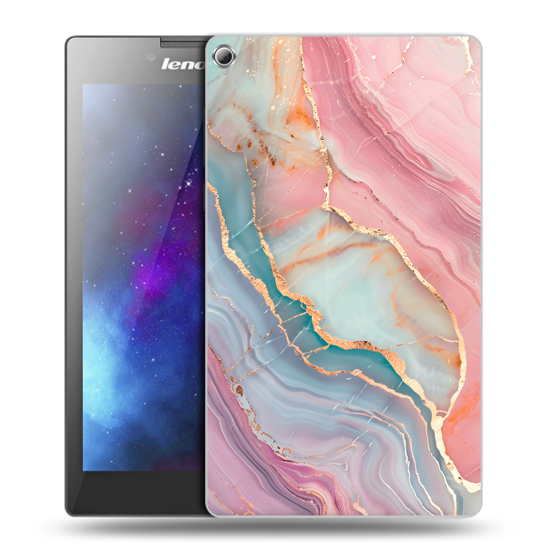 Силиконовый чехол на Lenovo Tab 2 A7-20 с принтом розовый мрамор Силиконовый чехол на Lenovo Tab 2 A7-20 с принтом розовый мрамор
