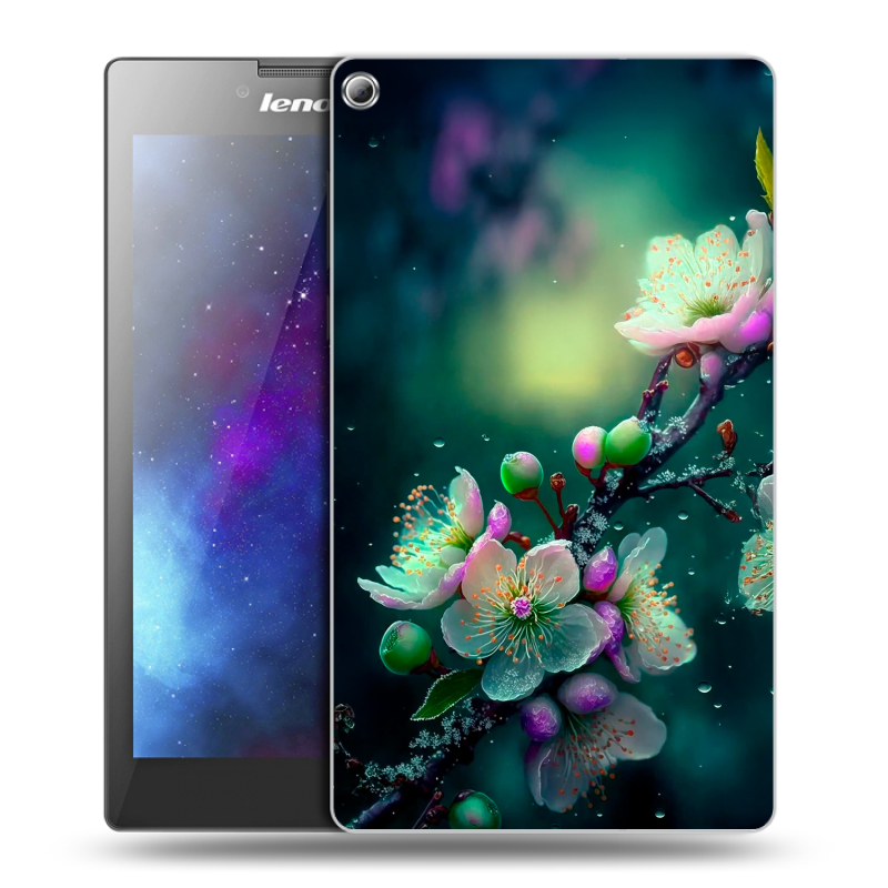 Силиконовый чехол на Lenovo Tab 2 A7-20 с принтом Цветы и мрамор Силиконовый чехол на Lenovo Tab 2 A7-20 с принтом Цветы и мрамор