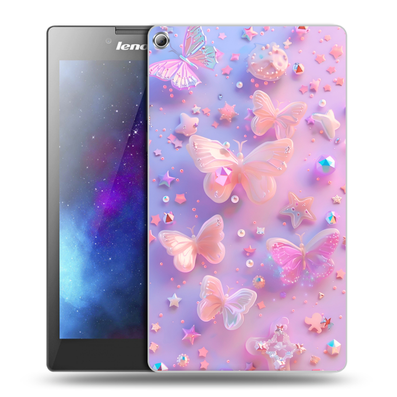 Силиконовый чехол на Lenovo Tab 2 A7-20 с принтом Бабочки Силиконовый чехол на Lenovo Tab 2 A7-20 с принтом Бабочки