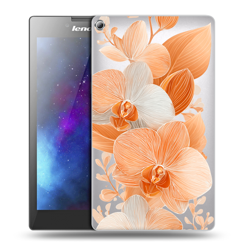 Силиконовый чехол на Lenovo Tab 2 A7-20 с принтом Бежевые цветы Силиконовый чехол на Lenovo Tab 2 A7-20 с принтом Бежевые цветы