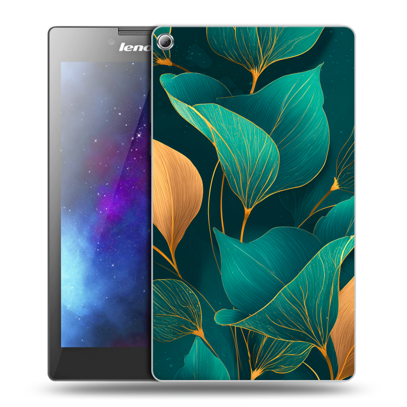 Силиконовый чехол на Lenovo Tab 2 A7-20 с принтом Листья и золото Силиконовый чехол на Lenovo Tab 2 A7-20 с принтом Листья и золото