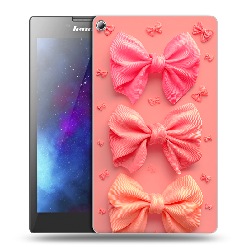 Силиконовый чехол на Lenovo Tab 2 A7-20 с принтом Розовые бантики Силиконовый чехол на Lenovo Tab 2 A7-20 с принтом Розовые бантики