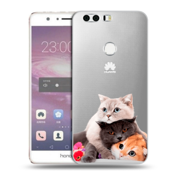 Силиконовый противоударный чехол на Huawei Honor 8 с принтом Кошки Силиконовый противоударный чехол на Huawei Honor 8 с принтом Кошки