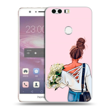 Силиконовый противоударный чехол на Huawei Honor 8 с принтом Девушка и букет Силиконовый противоударный чехол на Huawei Honor 8 с принтом Девушка и букет