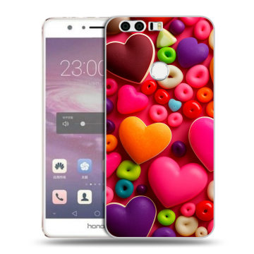 Силиконовый противоударный чехол на Huawei Honor 8 с принтом Сердечки Силиконовый противоударный чехол на Huawei Honor 8 с принтом Сердечки