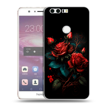 Силиконовый противоударный чехол на Huawei Honor 8 с принтом Розы красные Силиконовый противоударный чехол на Huawei Honor 8 с принтом Розы красные