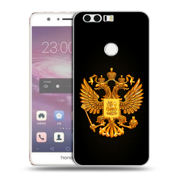 Силиконовый противоударный чехол на Huawei Honor 8 с принтом Герб России желтый Силиконовый противоударный чехол на Huawei Honor 8 с принтом Герб России желтый