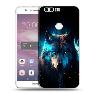 Силиконовый противоударный чехол на Huawei Honor 8 с принтом Волк ночной