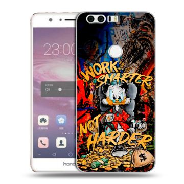 Силиконовый противоударный чехол на Huawei Honor 8 с принтом Дональд Дак Деньги Силиконовый противоударный чехол на Huawei Honor 8 с принтом Дональд Дак Деньги