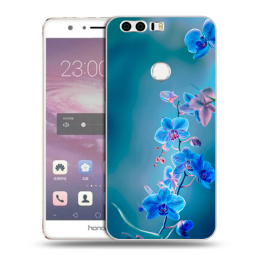 Силиконовый противоударный чехол на Huawei Honor 8 с принтом Голубые цветы